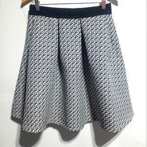 Aniina Black & White Abstract Pleated Textured Midi Skirt Size Large